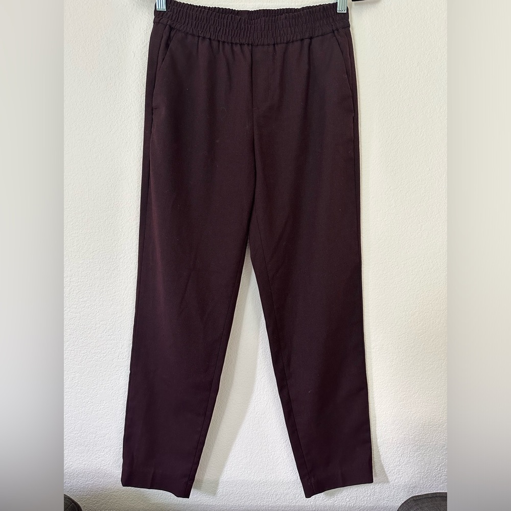 Banana Republic Tweed Pockets Elastic Waist Burgundy Pants Size 2